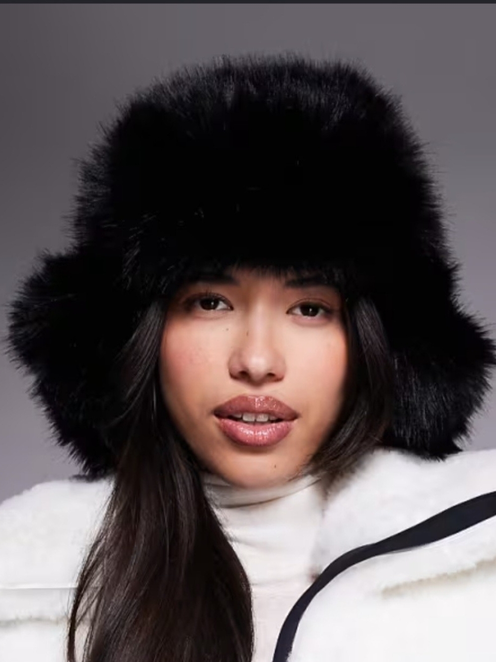 Classic Black Faux Fur Bucket Hat - Women's Winter Accessory